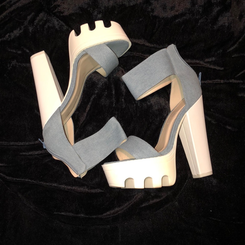 Denim platform sandals